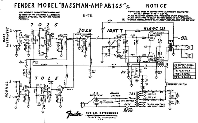 Fender - Bassman ab165 -Schematic Thumbnail