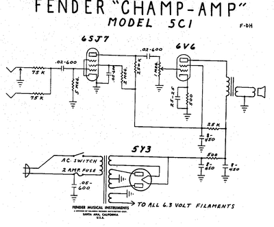 Fender - Champ 5c1 -Schematic Thumbnail