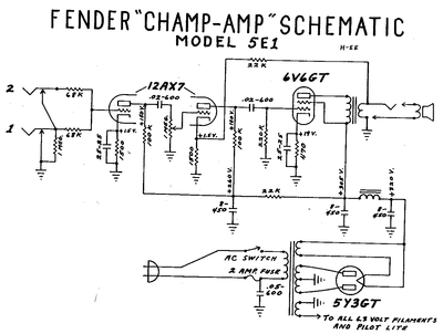 Fender - Champ 5e1 -Schematic Thumbnail