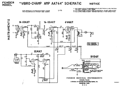 Fender - Champ Vibro aa764 -Schematic Thumbnail