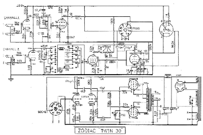 Prowess Amplifiers - Selmer - Schematics - Zodiac Twin - 30 Watt